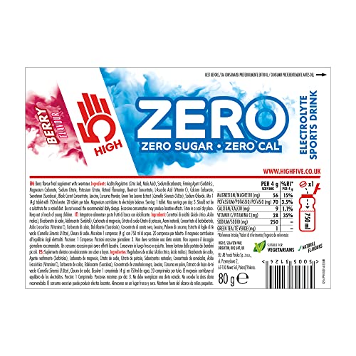 HIGH5 ZERO Electrolyte Hydration Tablets with Vitamin C | Sugar Free Performance Boost | Berry Flavor (H5-ZBER)
