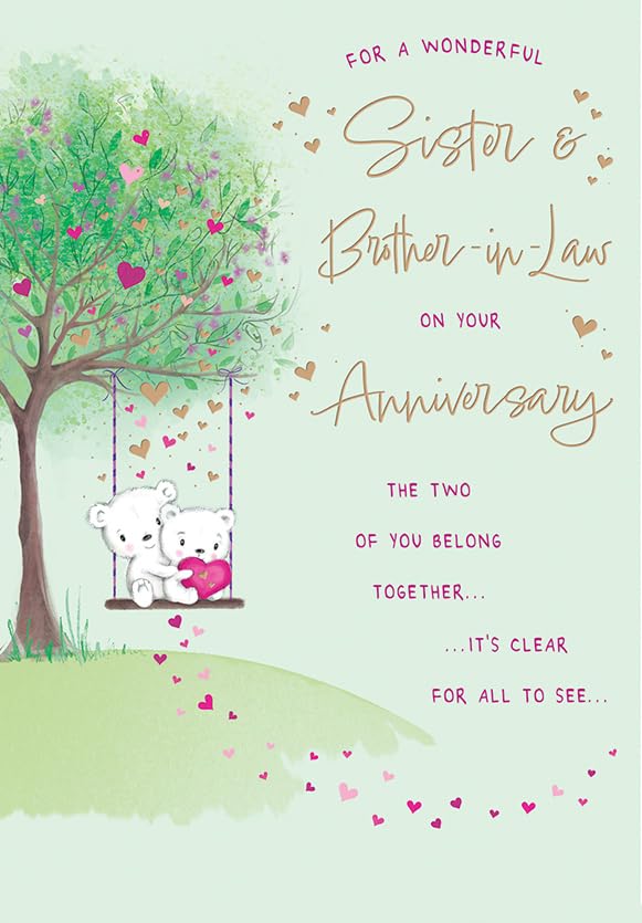 Piccadilly Greetings Anniversary Card for Wonderful Sister & Brother-in-Law | 9 x 6 Inches