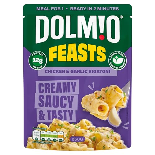 Dolmio Feasts Chicken & Garlic Rigatoni Pasta Ready Meal - 6x 250g Microwave Pouches