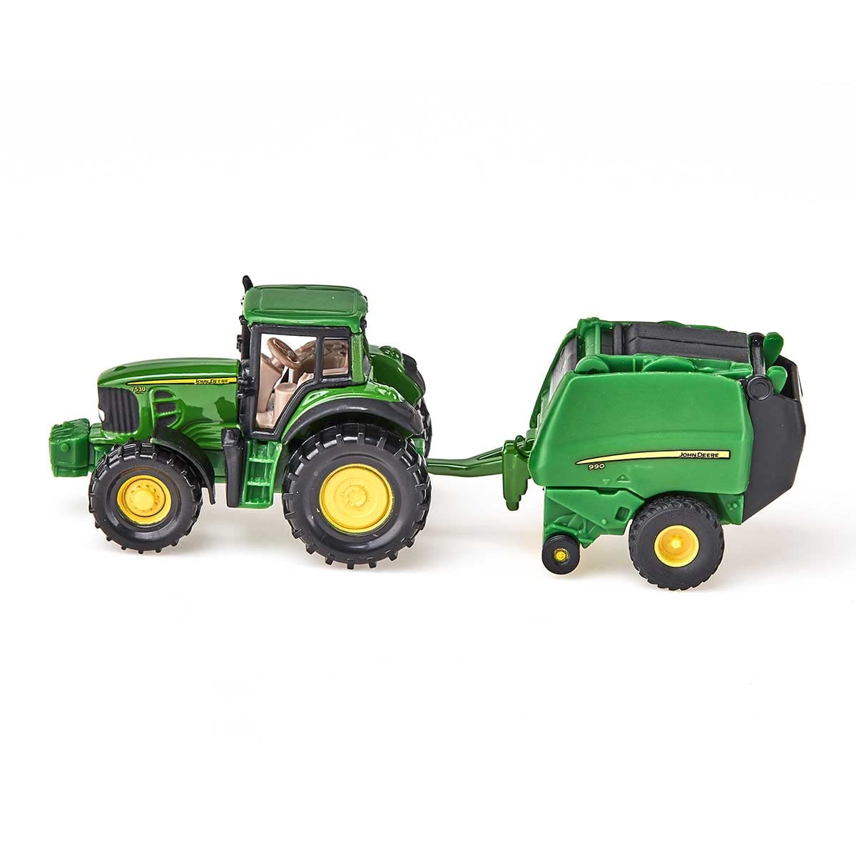 SIKU John Deere Tractor with Round Baler and 2 Bales 1665 | Metal/Plastic | Green