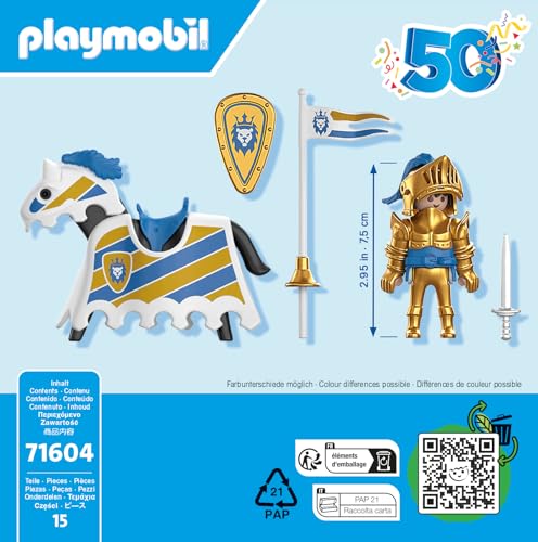 Playmobil 50th Anniversary Knight on Horseback Playset | Model 71604 | Ages 4+ 6