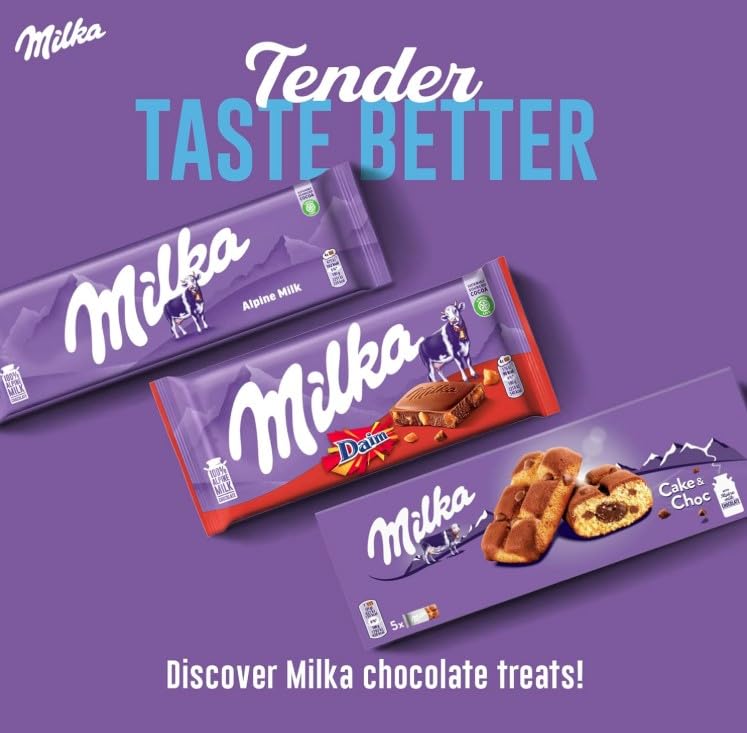 Milka Happy Cows Alpine Milk and White Chocolate Bar, Chocolate Harmony, 90g