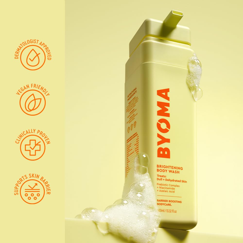 BYOMA Brightening Body Wash - 400ml | Niacinamide & Azelaic Acid | pH-Balanced 5