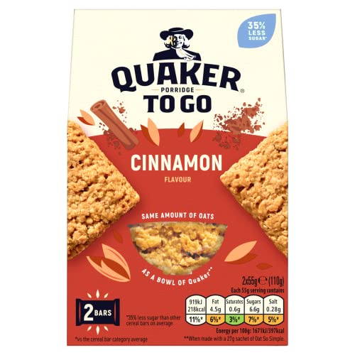 Quaker - Porridge To Go Cinnamon Breakfast Bars 2 x 55 g
