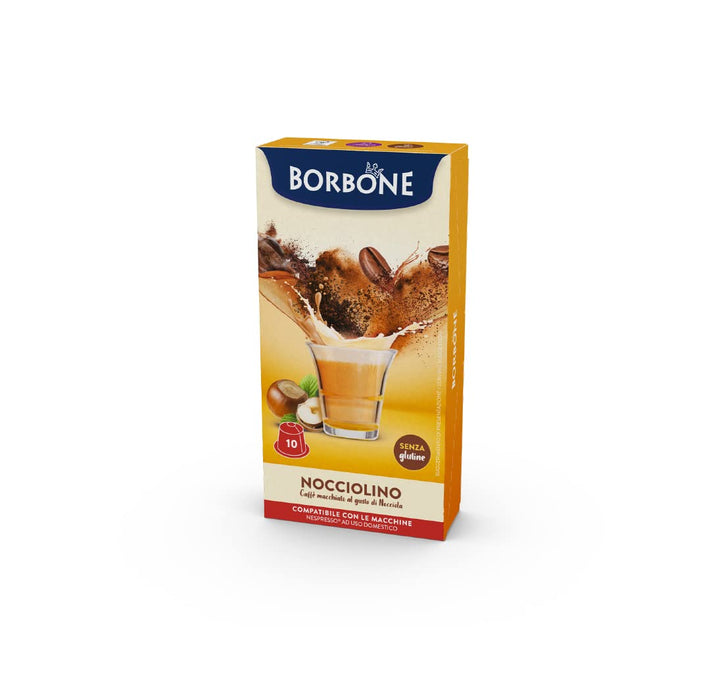 Caffè Borbone Nocciolino - Hazelnut Flavored Cappuccino - 60 Capsules (6 Packs of 10) - Compatible with Nespresso® Domestic Machines