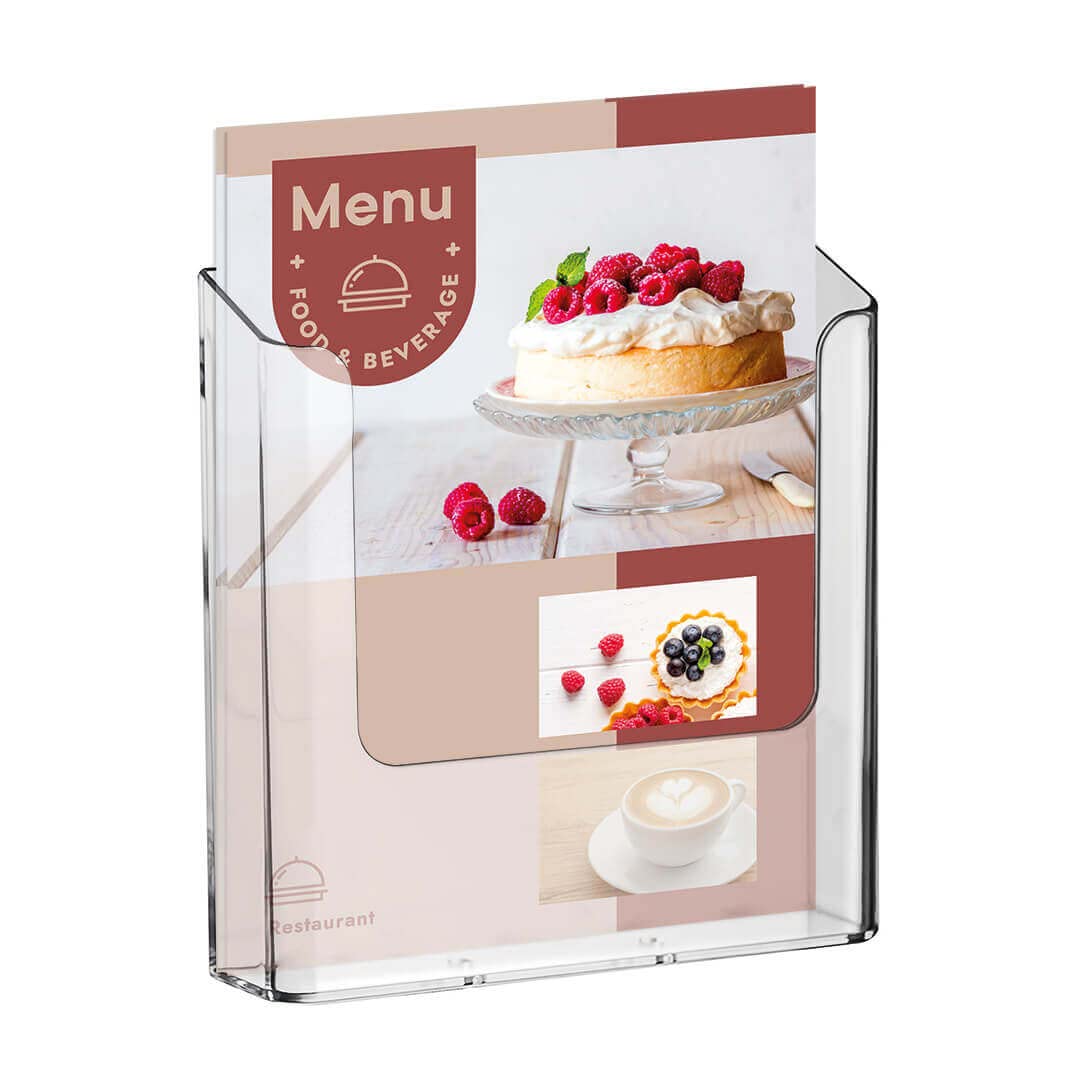 Europel Wall Mounted Brochure Holder - A5 Size | Crystal Clear Acrylic | Space Saving 3