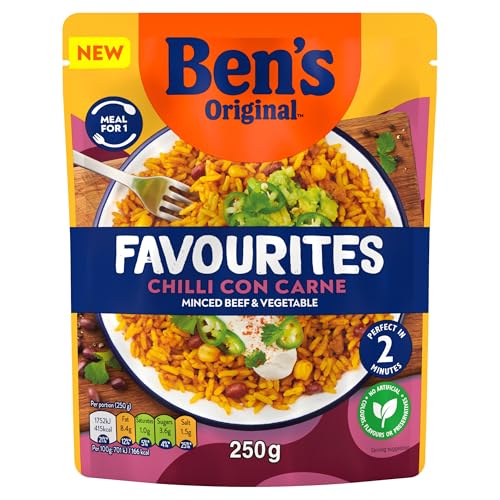 Ben's Original - Favourites Chilli con Carne Minced Beef & Vegetable Microwave Rice Meal (6x 250g)