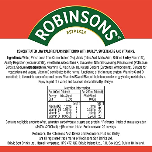 Robinsons Fruit & Barley Peach Squash, 1L Bottle
