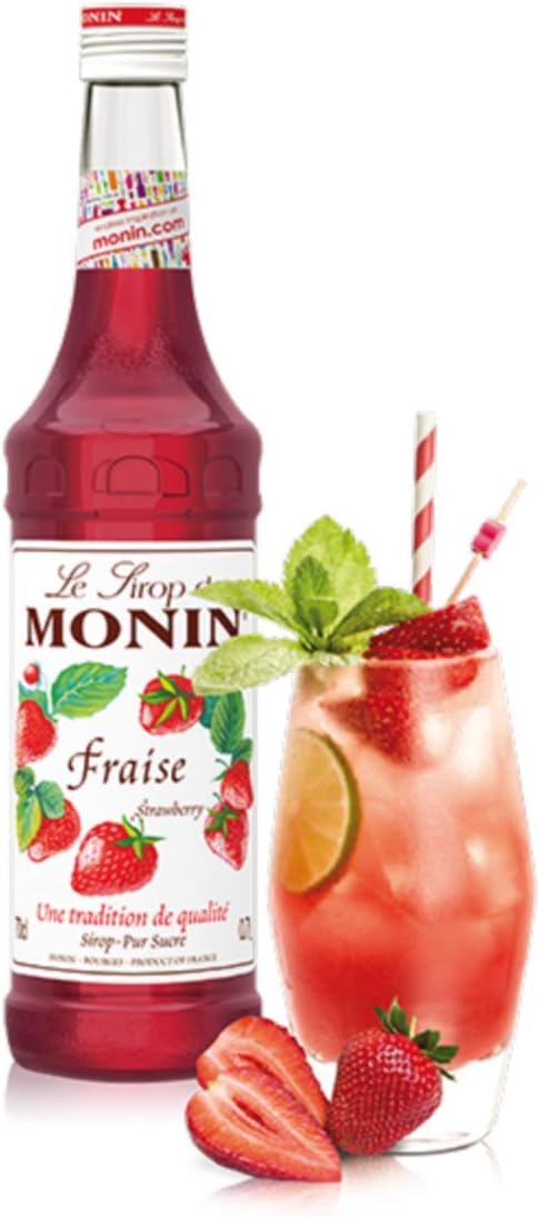 Monin Strawberry Syrup 700 ml - Premium Fruit Syrup for Beverages