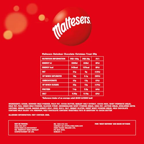 Maltesers - Milk Chocolate Reindeer Christmas Gift Box, 32 Pack Festive Stocking Filler