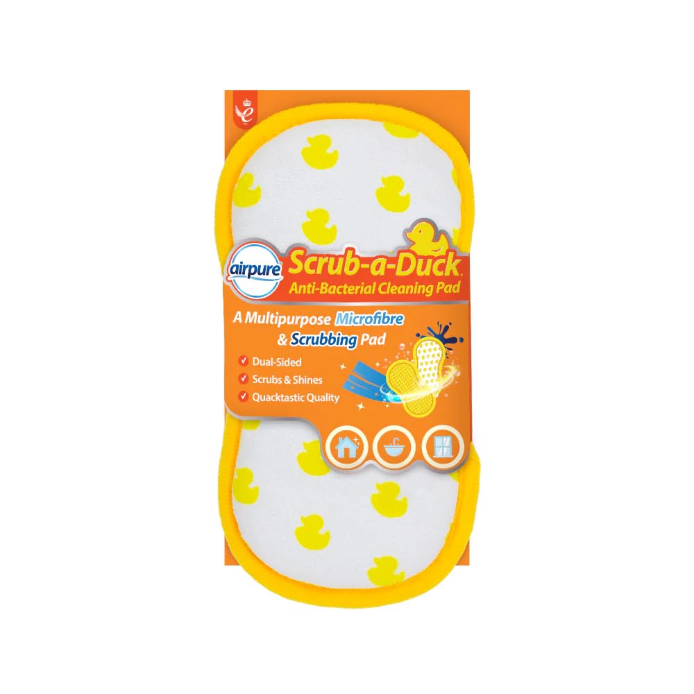 airpure Scrub-a-Duck Anti-Bacterial Cleaning Pad - Dual Sided Microfibre & Scrubbing | Reusable 1