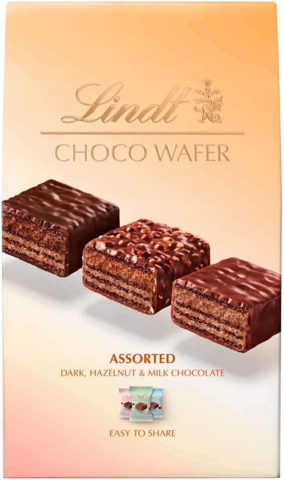 Lindt Choco Wafers Verschiedene Geschmacksrichtungen - Waffeln mit Milch-, Zartbitter- und Haselnussschokoladenüberzug 135 g