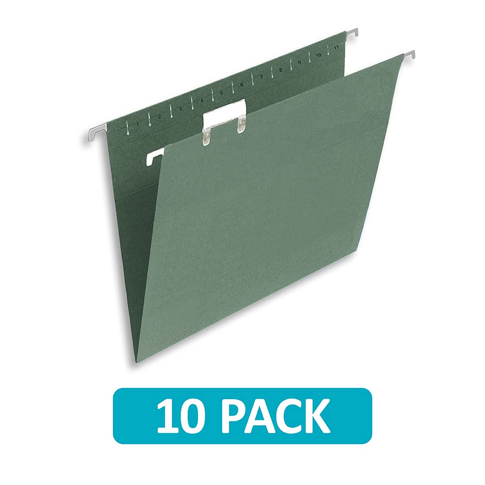 SUMMIT Foolscap Suspension Files - Green V-Base | 10 Pack | Holds 150 Sheets | 210 gsm Manila
