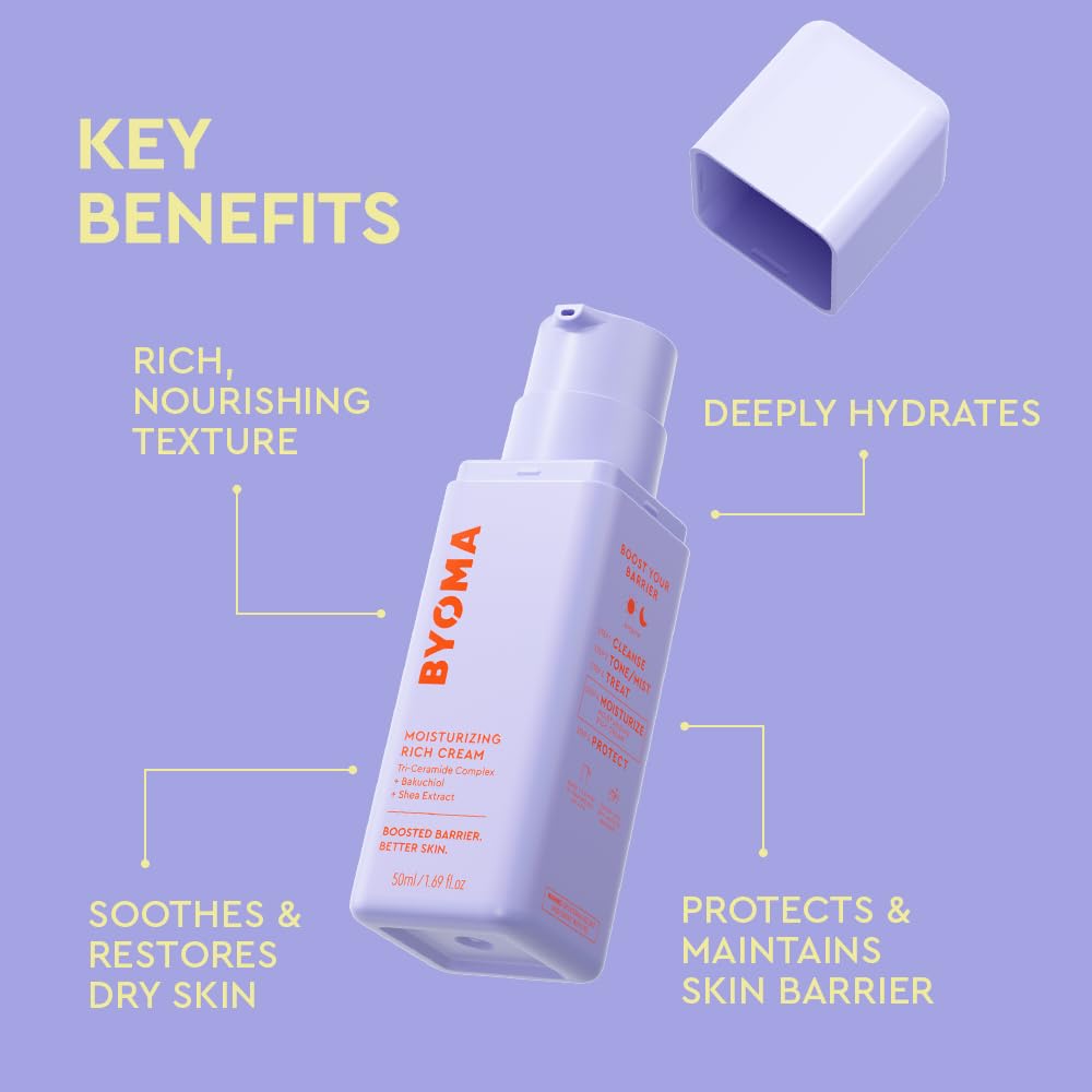 BYOMA Rich Cream - Hydrates & Nourishes Dry Skin | 50ml | Ceramides, Shea Butter, Bakuchiol 3