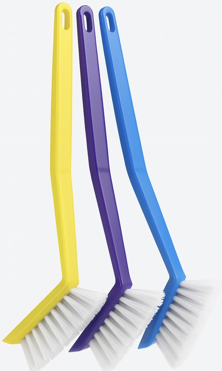 Vivo Technologies - Washing Up Brushes Pack of 3 | Non-Slip Grip with Built-In Scraper for Kitchen Cleaning