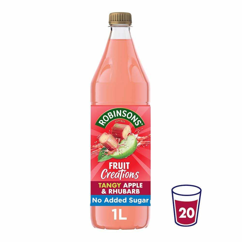 Robinsons Fruit Creations Tangy Apple & Rhubarb Squash - No Added Sugar | 1L 3
