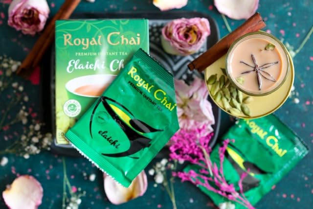 Royal Chai Elaichi Premium Instant Indian Tea Sweetened - 10 Sachets 10