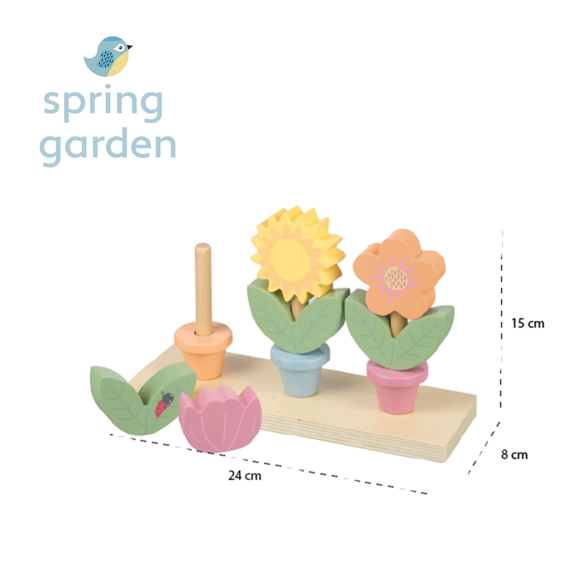Orange Tree Toys Wooden Flower Pots - Garden Building Stacking Cups for 18 Months+