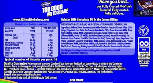 McVitie's Blissfuls Belgian Milk Chocolate and Hazelnut Biscuits 172g