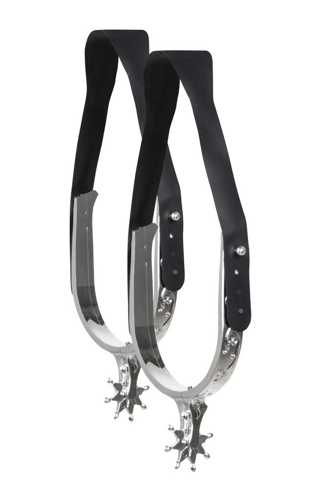 Boland Western Spurs Set - Adjustable Faux Leather Straps | Shiny Metal Look | Plastic Construction 1