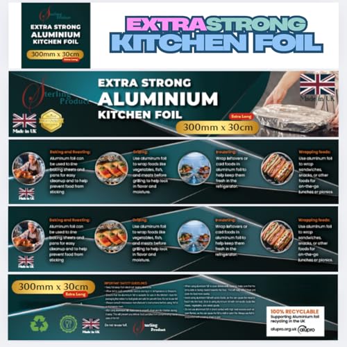 STERLING PRODUCTS 30m Extra Long Heavy Duty Aluminum Foil Roll - 30cm Width