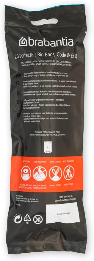 Brabantia - PerfectFit Bin Liners Multipack (Size W/5 Litre) Thick Plastic 3