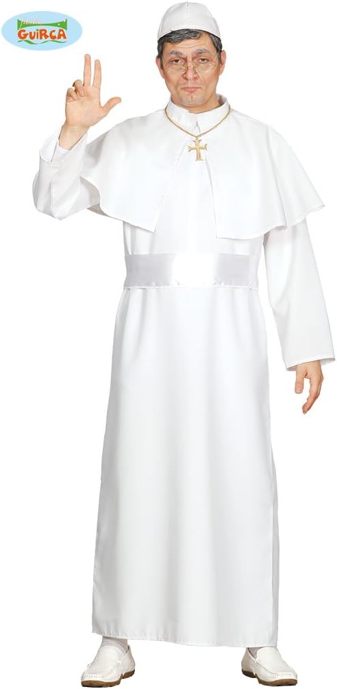 Guirca Papa Costume - Adult White Tunic with Half Cape, Belt and Crown Cap 1