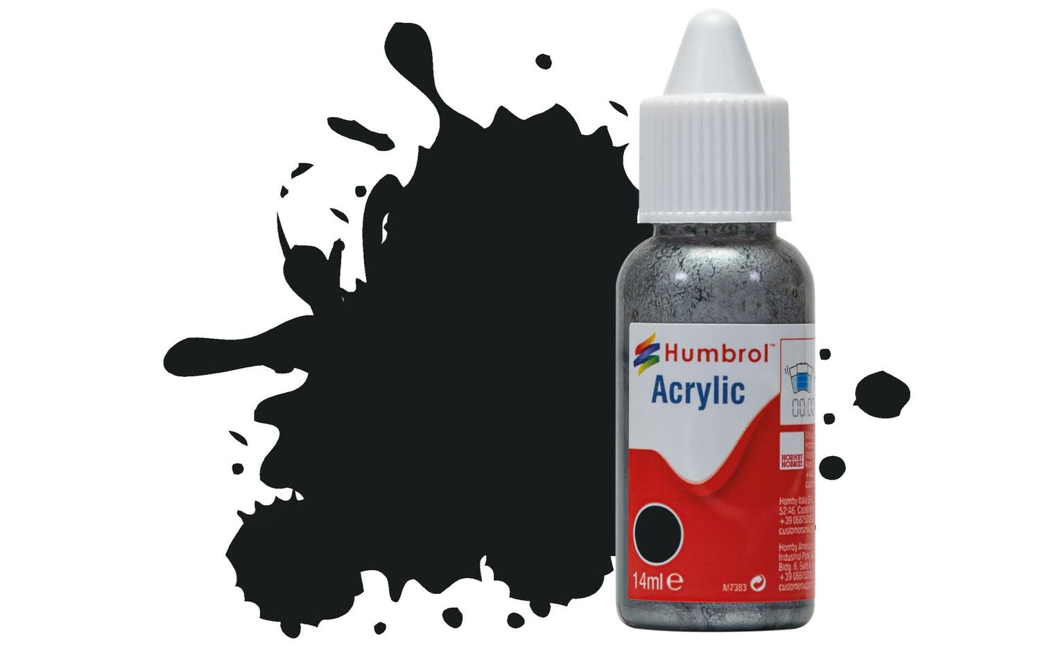 Humbrol Model Paint - No 21 Black Gloss Acrylic Paint | 14ml Dropper Bottle | For Plastic, Metal, Wood