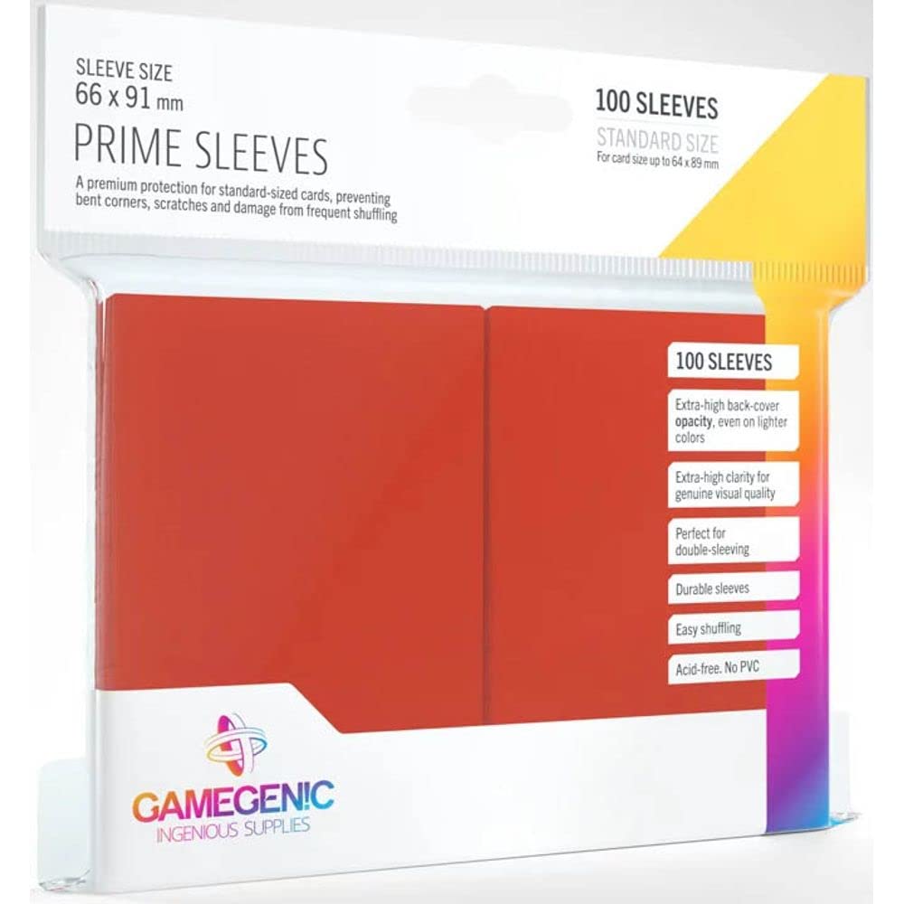 Gamegenic Prime Sleeves - Durable Protection for Trading Cards | 100 Pack | Red