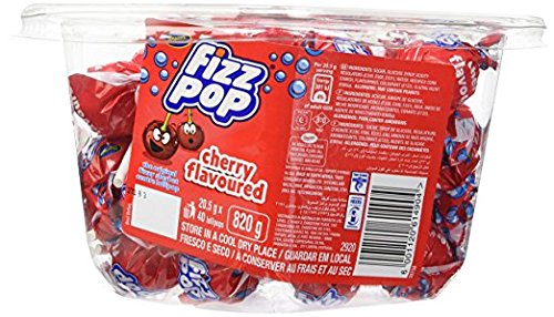 Beacon Cherry Fizz Pops - Sherbet Filled Lollipop (Pack of 40)
