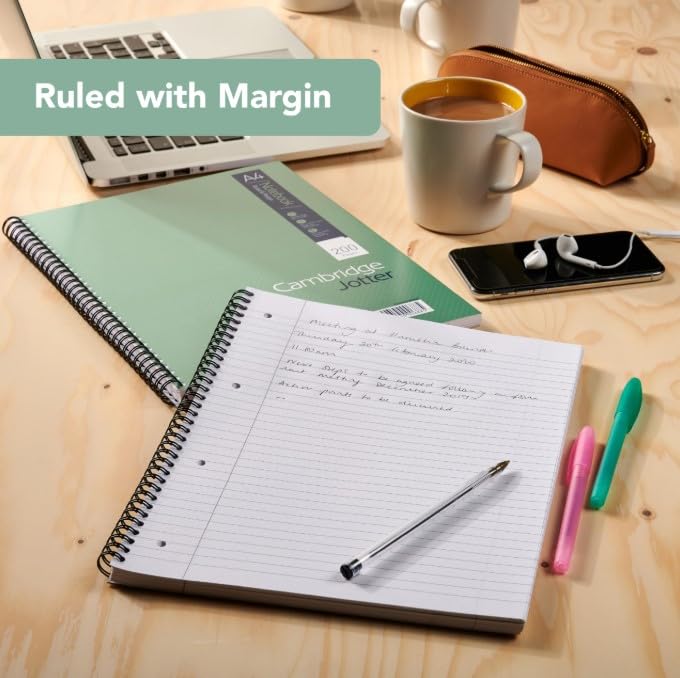 Cambridge Jotter A4 Wirebound Notebook - 200 Ruled Pages, Pack of 3, Green 5