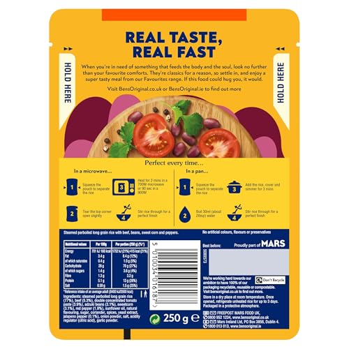 Ben's Original - Favourites Chilli con Carne Minced Beef & Vegetable Microwave Rice Meal (6x 250g)