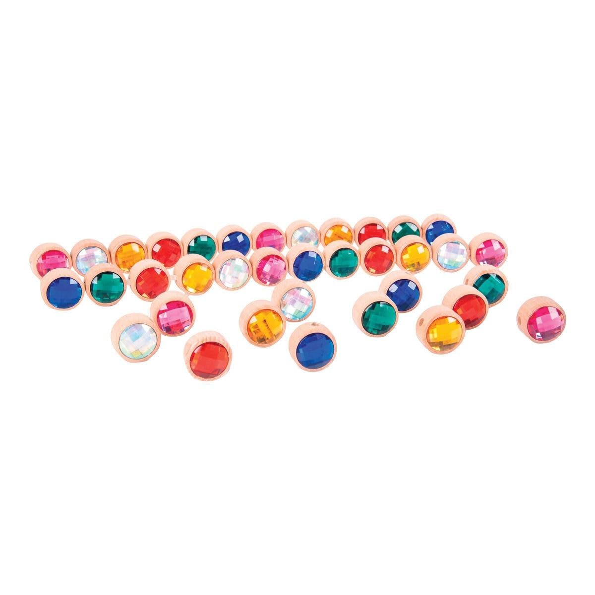 tickit Wooden Lacing Jewels - Brightly Coloured Faceted Gems for Threading & Sensory Play 3