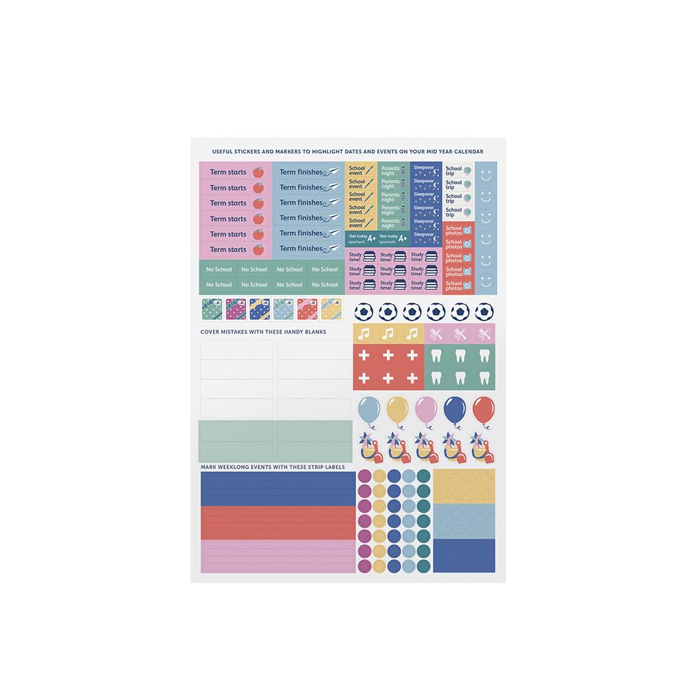 Busy B Family Wall Calendar - Mid-Year Planner Aug '26 - Aug '27 | Organiser for 5 Members | Spot Color