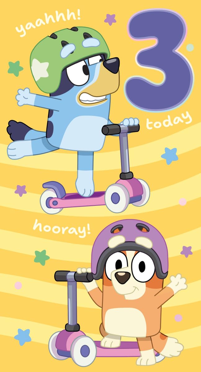 Danilo Promotions LTD Bluey Birthday Card - Age 3 | Official Licensed Design | Standard Size