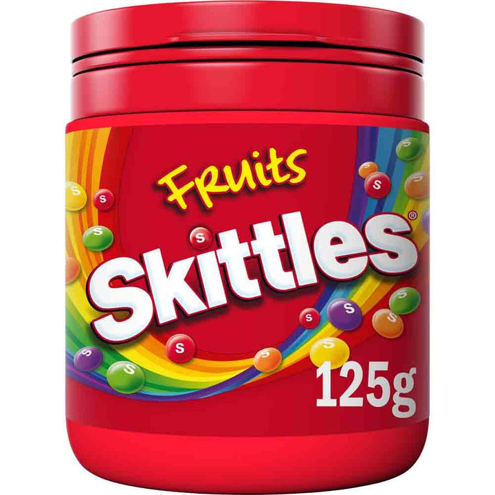 Skittles Fruits Chewy Sweets Bulk Box - 7 Bottles of 125g Each, Vegan Candy for Parties