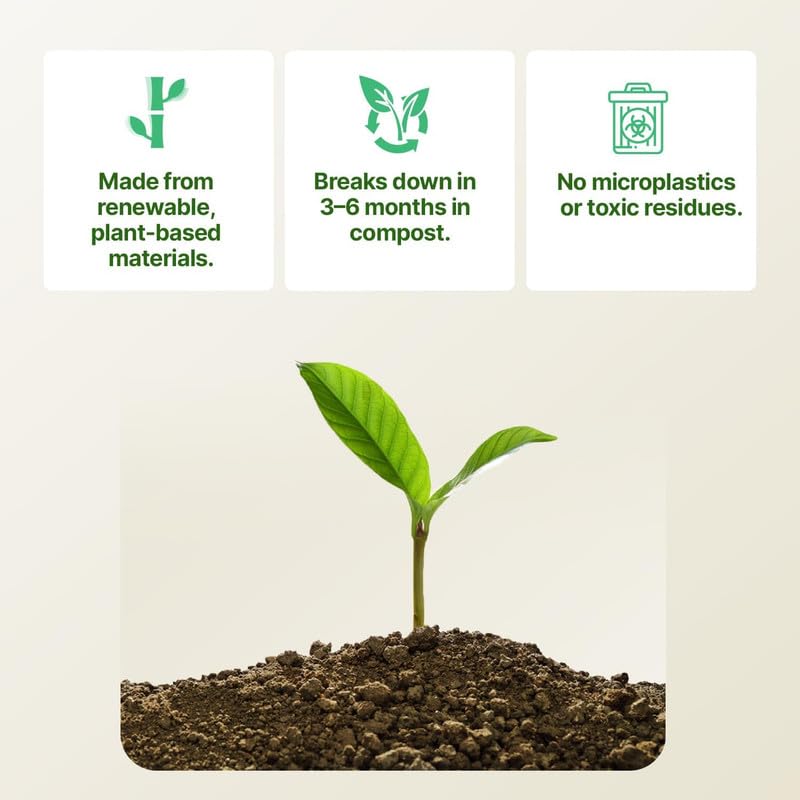 CareBee Biodegradable Kitchen Bin Bags - 50 Bags, 50L Capacity | Compostable & Leak-Proof 4