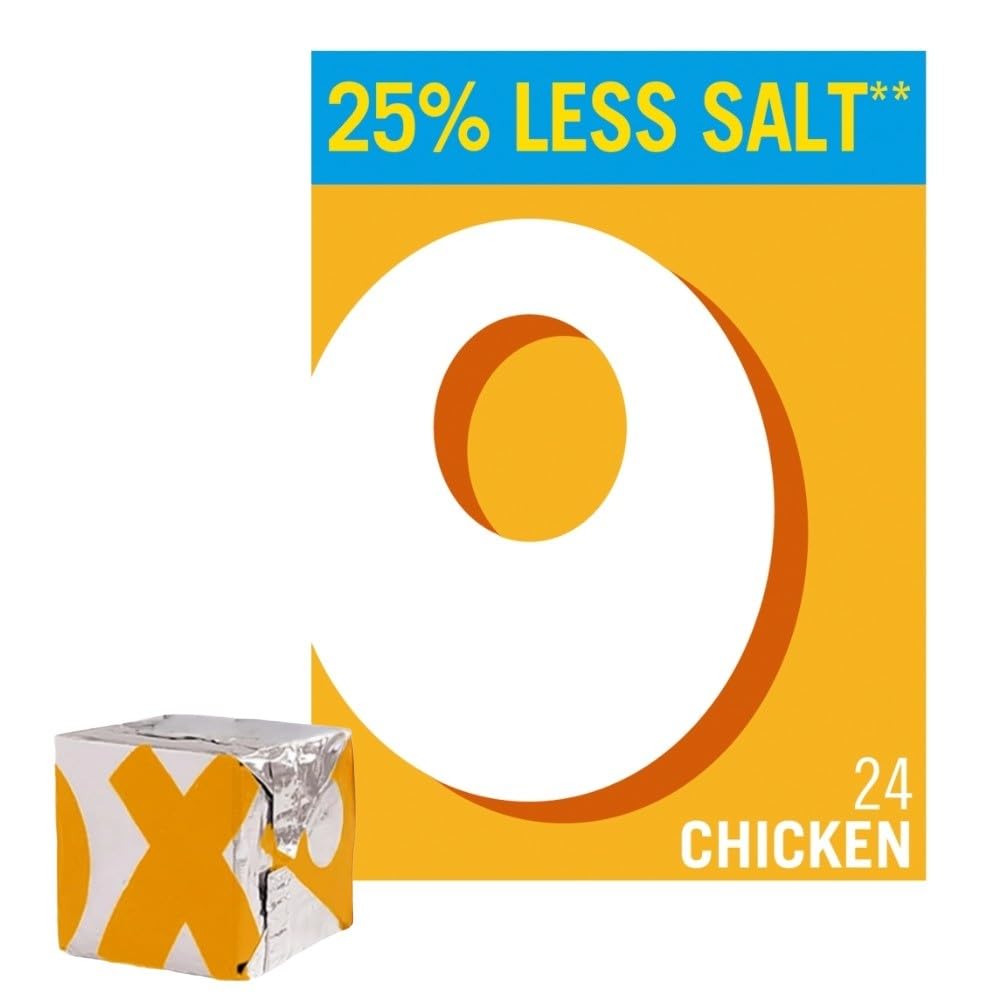 OXO Reduced Salt Chicken Stock Cubes - 24 Pack | Deep Flavour | Ideal for Roasts & Gravy