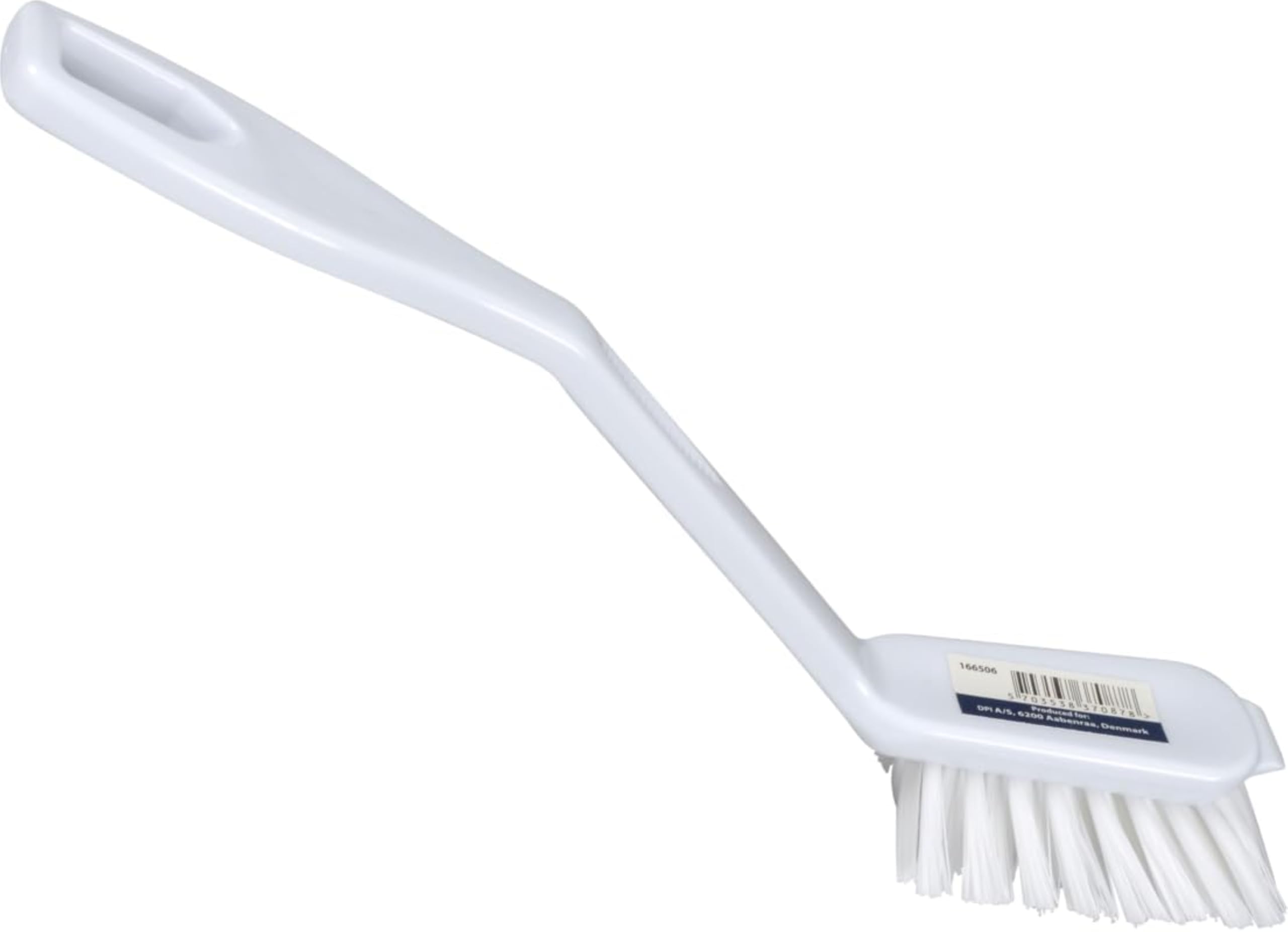 ABENA Dishwashing Brush - 27cm Long Handle with Stiff Bristle & Scraper | White 1