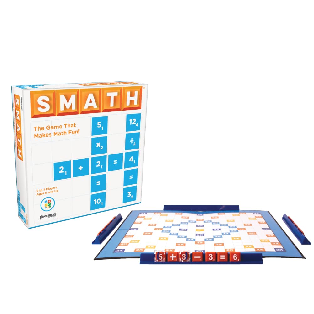 Pressman Smath Game - Math Skills Builder | Crossword Style Play | 2-4 Players Ages 6+ 2