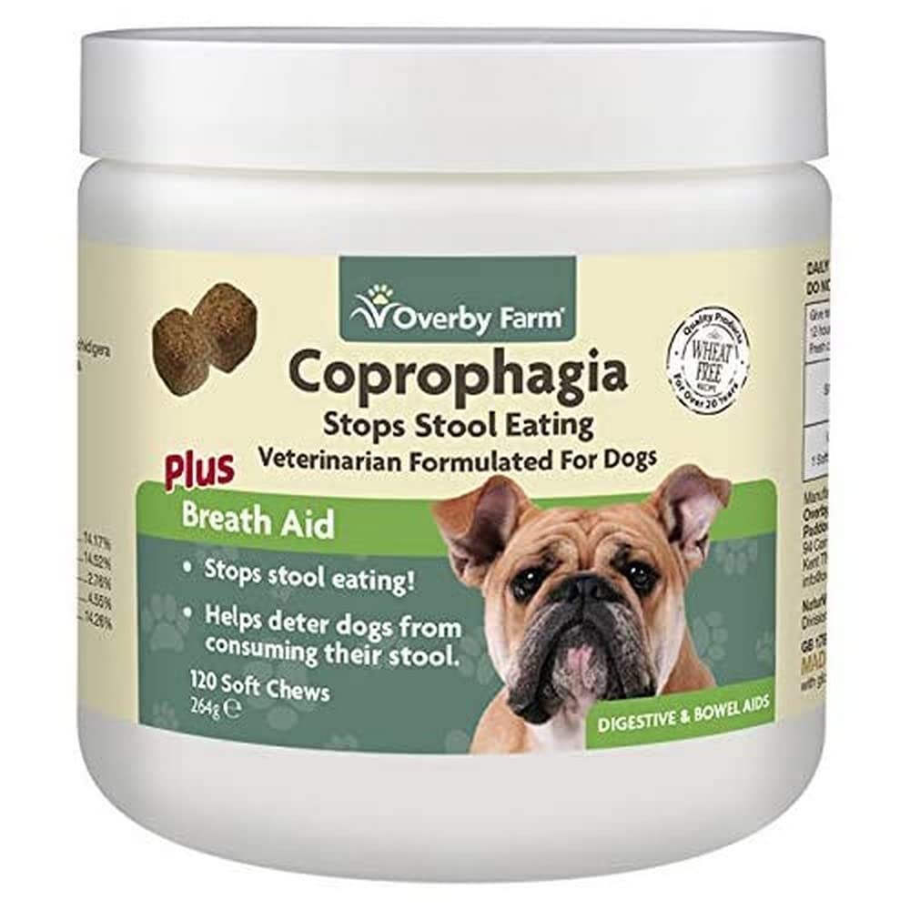 Overby Farm Coprophagia Soft Chews for Dogs - Stop Stool Eating | 120 Count, Chicken Flavor