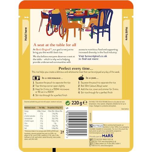 Ben's Original Golden Vegetable Microwave Rice - 6 x 220g Pouches
