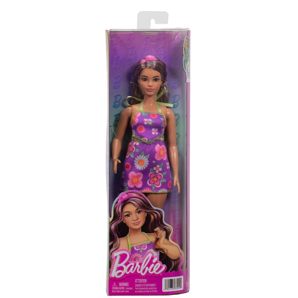 Barbie Fashionistas Doll #244 with Curvy Body, Purple-Streaked Brown Hair | 11.73 in 6