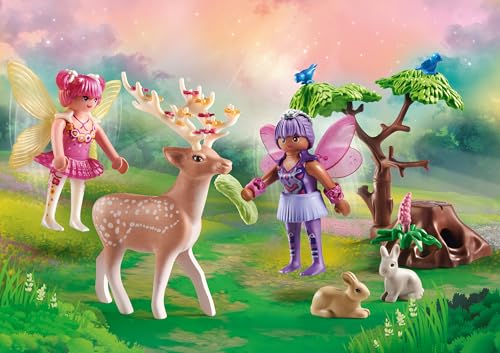 PLAYMOBIL Fairies with Cute Forest Animals Playset - Magical Fairy Tale Adventure for Kids 4+ 6