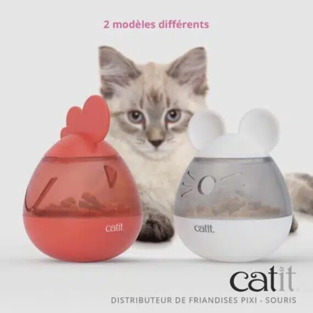 Catit Pixi Interactive Mouse-Shaped Cat Treat Dispenser | Slow Feeder Toy | Wobbles for Engagement