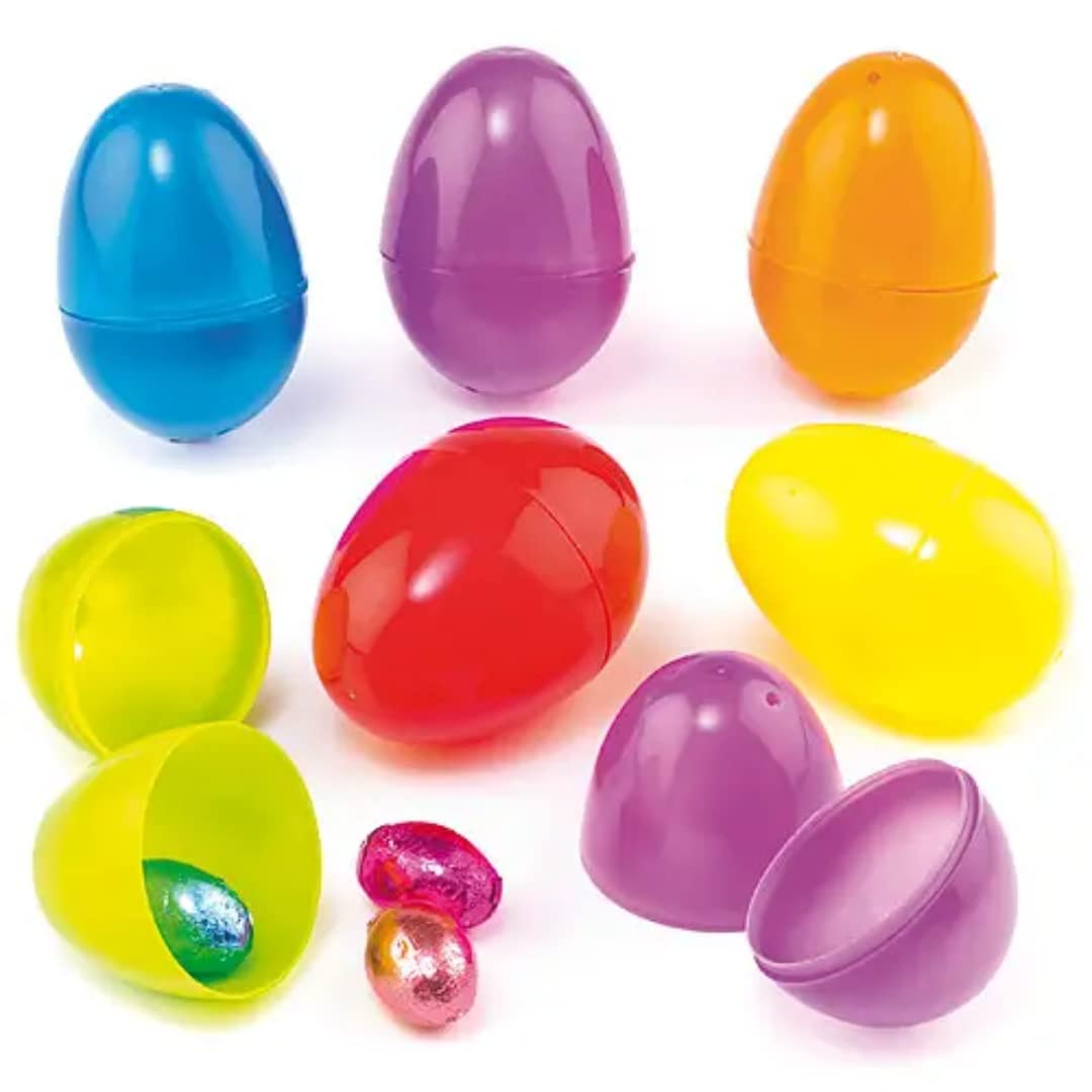 Baker Ross Colored Plastic Eggs (L1047) for Easter Treats and Party Bag Fillers - Pack of 12 1