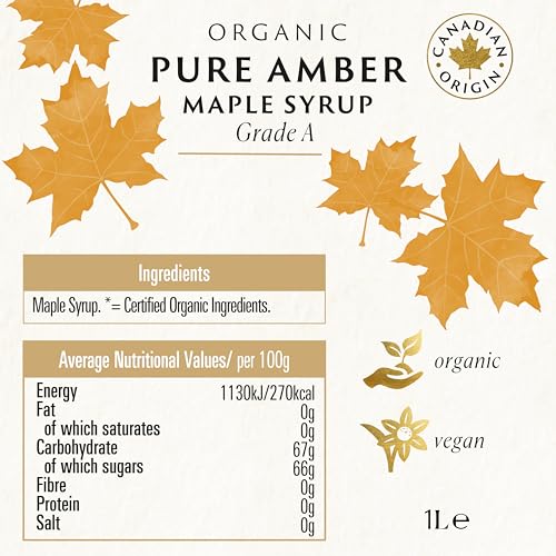 Biona Organic Maple Syrup 1L - Amber, Grade A - Pure Canadian