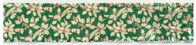 Green Holly Foil Cake Frill Decoration - 90cm Reusable Christmas Trim 1