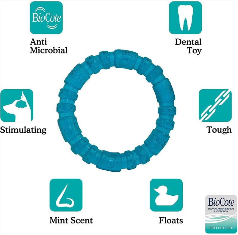 Rosewood Biosafe Puppy Ring - Antimicrobial Chew Toy for Teething Puppies | Small Size | Blue 6