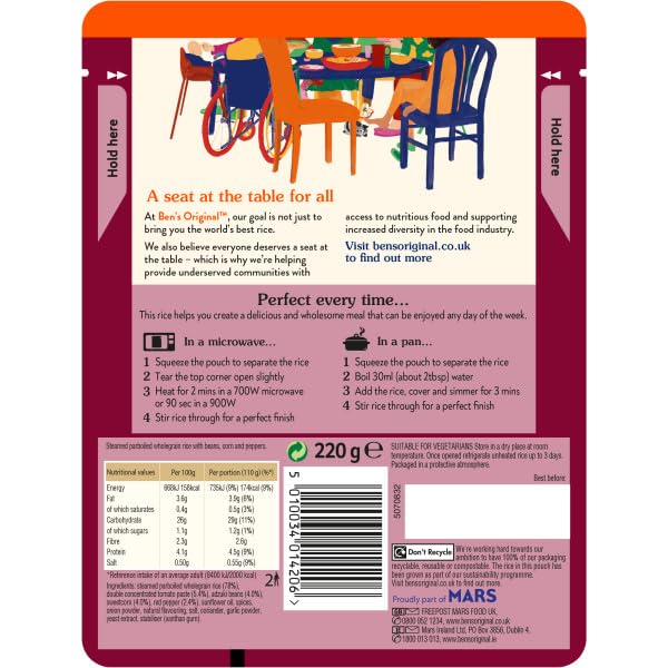 Ben's Original Wholegrain Brown Spicy Mexican Microwave Rice, 6 x 220g Pouches